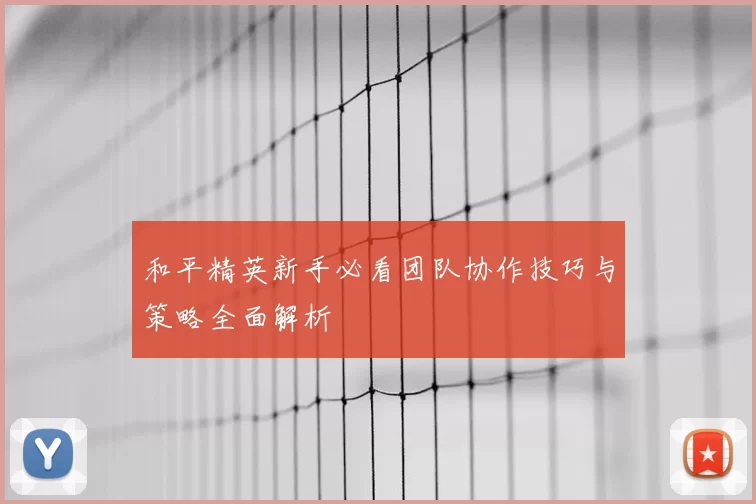 和平精英新手必看团队协作技巧与策略全面解析